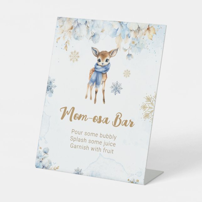 Oh Deer Winter Baby Boy Dusche Mama-osa-Bar Sockelschild (Vorderseite)