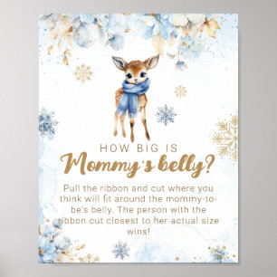 Oh Deer Winter Baby Boy Dusche Mommy's Bauchspiel Poster