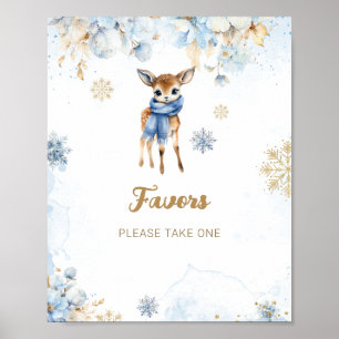 Oh Deer Winter Baby Boy Shower Favoriten Poster