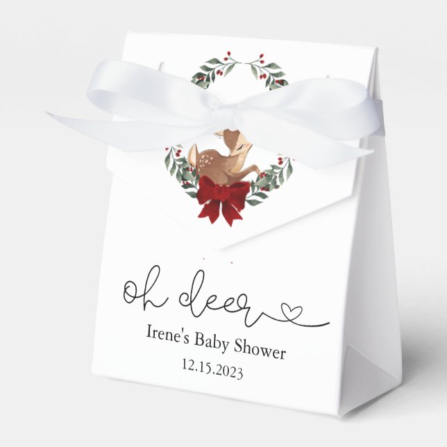 Oh Deer Winter Greenery Baby Shower Geschenkschachtel (Vorderseite)