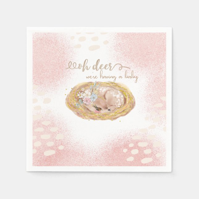 Oh Deer Wir bekommen ein Baby Serviette (Vorderseite)