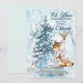 Oh Deer Woodland Animals Virtual Boy Baby Dusche I Einladung