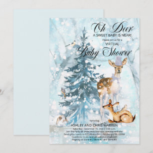 Oh Deer Woodland Animals Virtual Boy Baby Dusche I Einladung