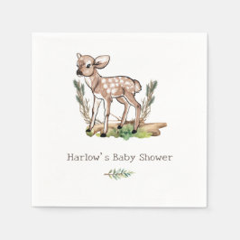 Oh Deer Woodland Baby Deer Baby Shower Serviette
