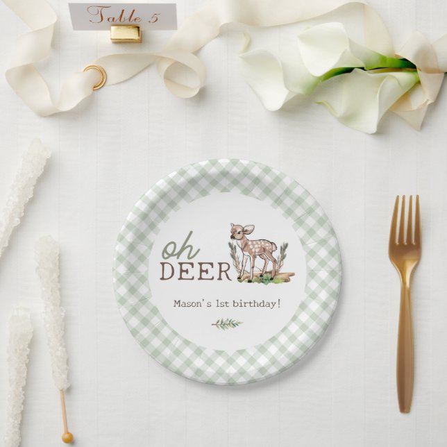 Oh Deer Woodland Baby Deer Birthday Pappteller (Hochzeit)