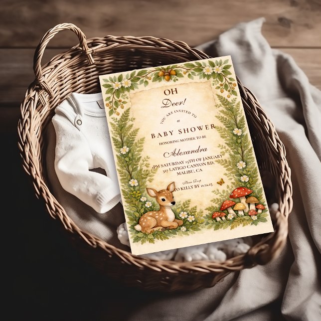Oh Deer Woodland Baby Shower Einladung (Von Creator hochgeladen)
