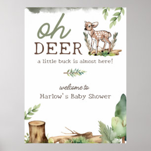 Oh Deer Woodland Deer Baby Dusche Begrüßungszeiche Poster