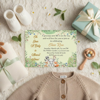 Oh Deer | Woodland Forest Animes Babydusche Einladung