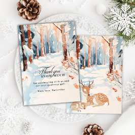 Oh Deer Woodland Thankyou schneit viel Baby-Dusche Dankeskarte