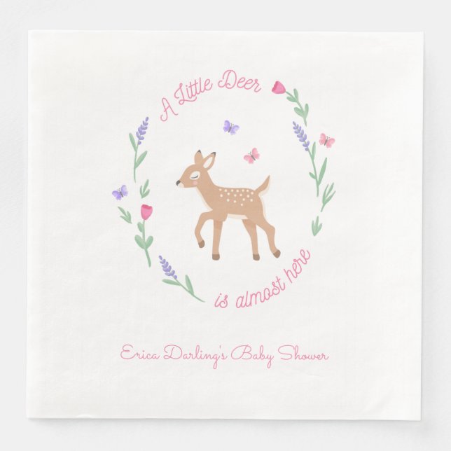 Oh Deer Woodland Thema Kinderdusche Serviette (Vorderseite)