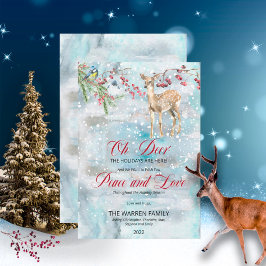 Oh Deer Woodland Tiere Winter Frieden und Liebe Feiertagskarte