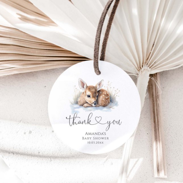 Oh Deer Woodland Winter Baby Dusche Geschenkanhänger (Von Creator hochgeladen)