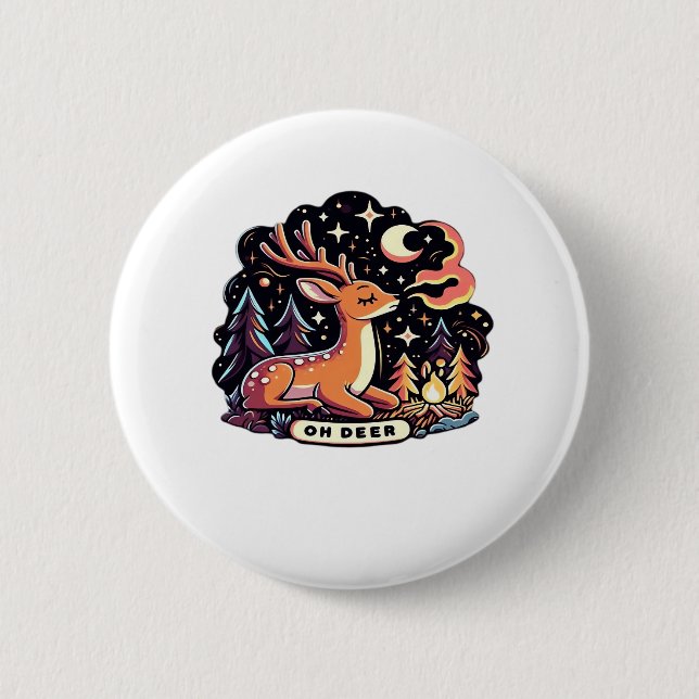 Oh Deer Zeitgenössischer Grafikstil  Button (Vorderseite)