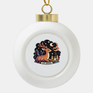 Oh Deer Zeitgenössischer Grafikstil Keramik Kugel-Ornament