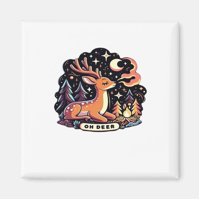 Oh Deer Zeitgenössischer Grafikstil  Magnet (Vorne)