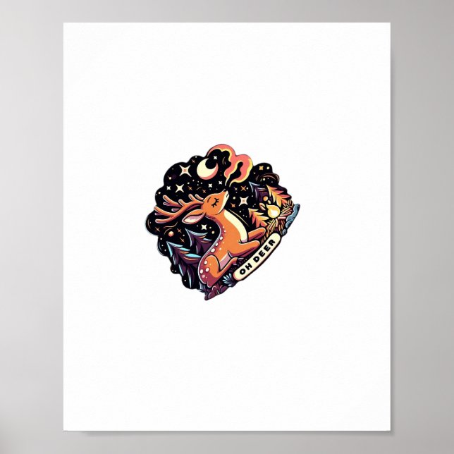 Oh Deer Zeitgenössischer Grafikstil  Poster (Vorne)