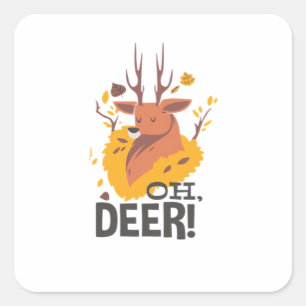 Oh Deer Zeitgenössischer Minimalistischer Look Quadratischer Aufkleber