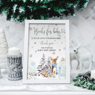 Oh Dei Winter Woodland Baby Boy Shower Books Poster