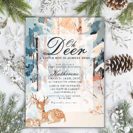 Oh Dei Winter Woodland Snowy Forest Babydusche Einladung
