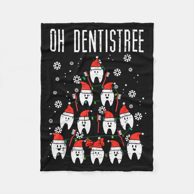 Oh Dentistree Christmas Tree Teeth Dentistry Denta Fleecedecke (Vorderseite)