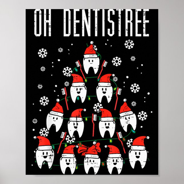 Oh Dentistree Christmas Tree Teeth Dentistry Denta Poster (Vorne)