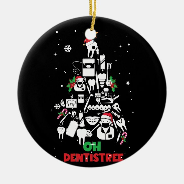 Oh Dentistree Dentist Zahnzähne Weihnachtsbaum Keramik Ornament (Vorne)