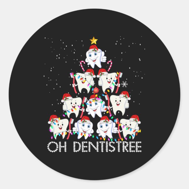 Oh Dentistree Fun Weihnachten Zahnarzt ist Zahnarz Runder Aufkleber (Vorderseite)