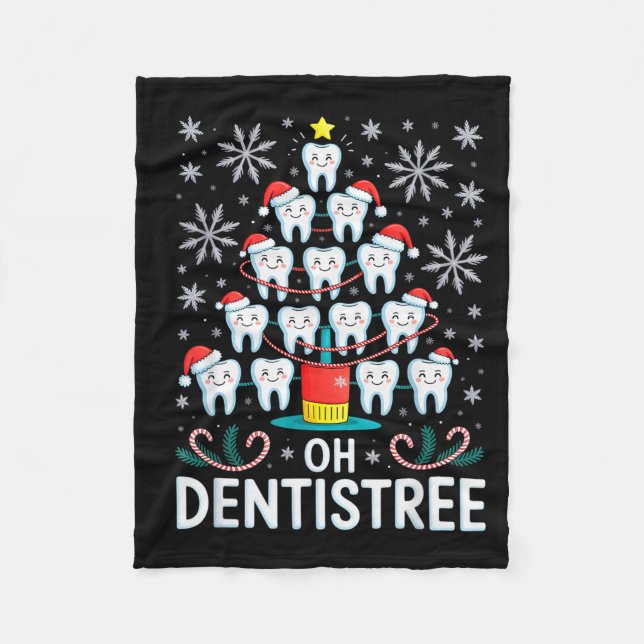 Oh Dentistree - Funny Christmas Tree Dental Hygien Fleecedecke (Vorderseite)