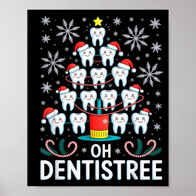 Oh Dentistree - Funny Christmas Tree Dental Hygien Poster (Vorne)