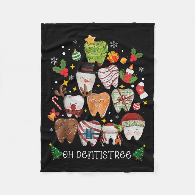 Oh Dentistree Merry Christmas Dental Funny Teeth T Fleecedecke (Vorderseite)