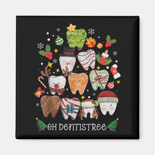 Oh Dentistree Merry Christmas Dental Funny Teeth T Magnet (Vorne)