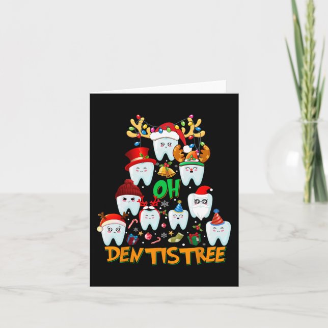 Oh Dentistree Spaß Weihnachtsbaum Zahnhygiene Xm Karte (Vorderseite)