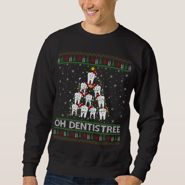 Oh Dentistree Ugly Xmas Lights Teeth Dentist Chris Sweatshirt (Vorderseite)