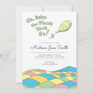 Oh, die Orte, an denen Sie Geburtstag von Baby ank Einladung
