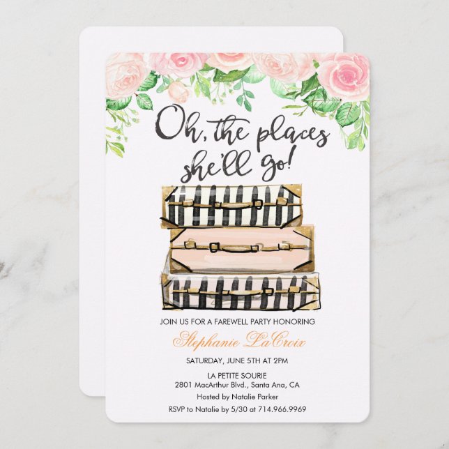 Oh, die Orte, an denen sie sich von der Party Einl Einladung (Vorne/Hinten)