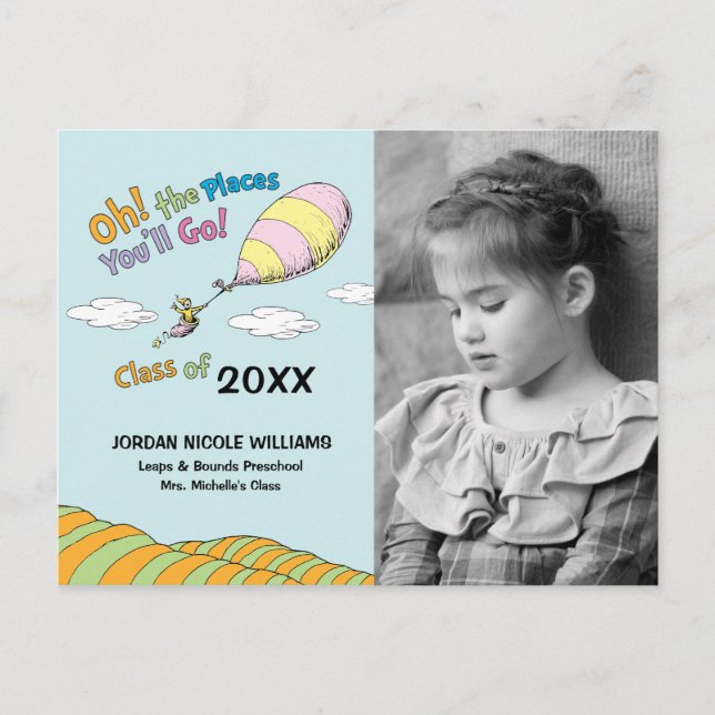 Oh, die Orte, an die du gehen wirst! Ankündigung d Postkarte (Vorderseite)