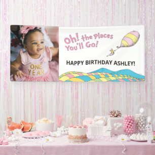 Oh! Die Orte, an die du gehen wirst! Girl Birthday Banner