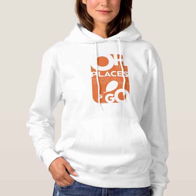 Oh, die Orte, an die du gehen wirst! Orangefarbene Hoodie (Vorderseite)