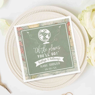 "Oh, die Orte, an die du gehen wirst!" Reisekarte Serviette