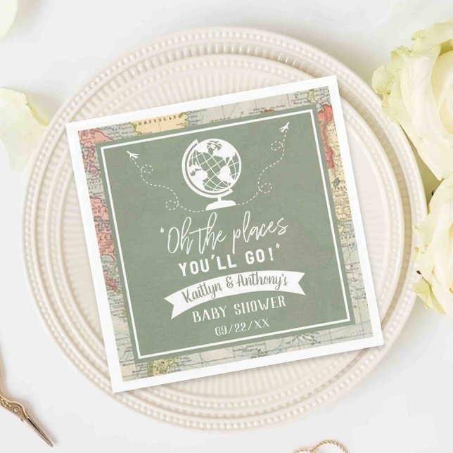 "Oh, die Orte, an die du gehen wirst!" Reisekarte  Serviette (Von Creator hochgeladen)