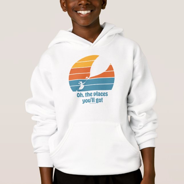Oh, die Orte, an die du gehen wirst! Retro Sunset Hoodie (Vorderseite)