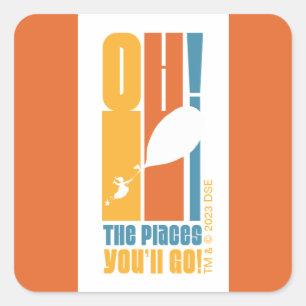 Oh, die Orte, an die du gehen wirst! Tall Retro Ty Quadratischer Aufkleber