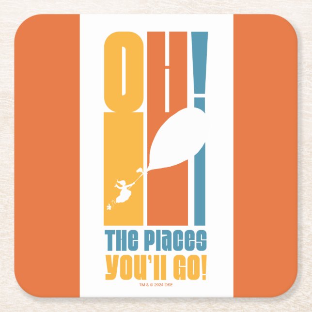 Oh, die Orte, an die du gehen wirst! Tall Retro Ty Rechteckiger Pappuntersetzer (Vorderseite)