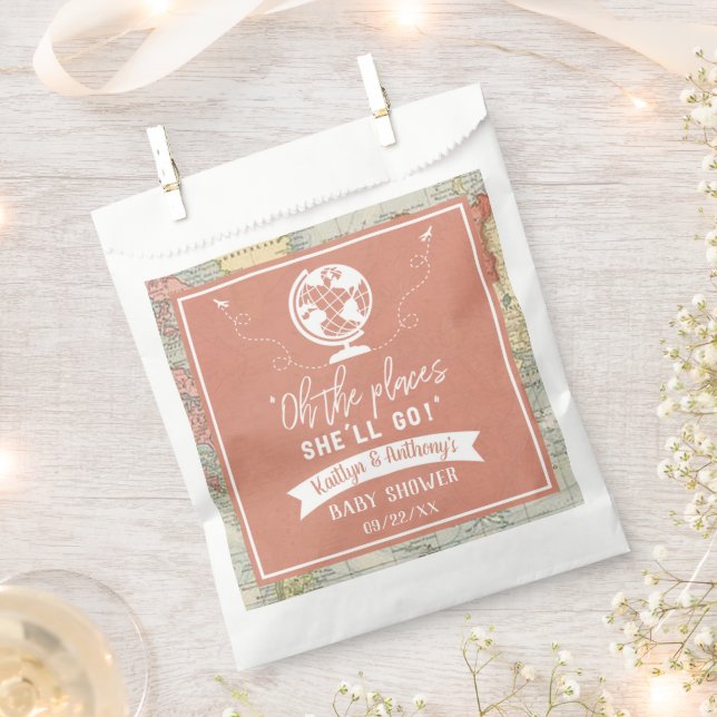 "Oh, die Orte, an die sie gehen wird!" Reisekarte  Geschenktütchen (Ausgeschnitten)