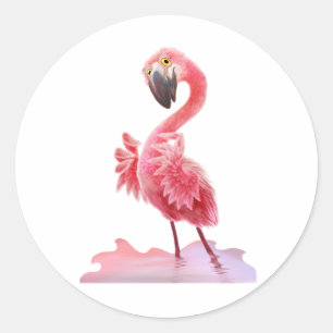 Oh, Flamingo! Runder Aufkleber