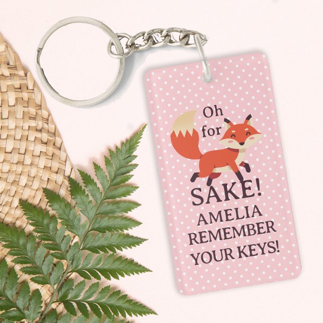Oh For Fox Sake Pink and White Polka Dot Schlüsselanhänger (Oh For Fox Sake Pink and White Polka Dot Keychain Funny Teen Gift for New Drivers)