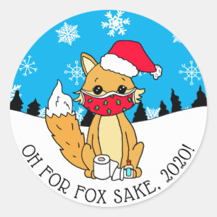 Oh für Fox Sake, 2020, Weihnachten Runder Aufkleber