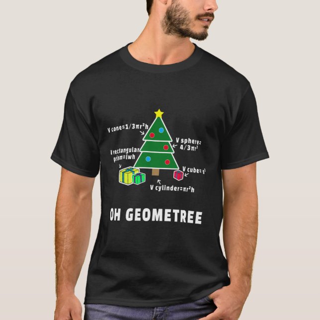 Oh Geometree Christmas Tree Math Lehrer Geometry T-Shirt (Vorderseite)