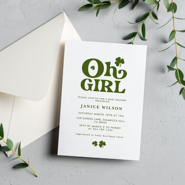 Oh Girl Charm St. Patrick's Day Baby Shower Einladung (Von Creator hochgeladen)