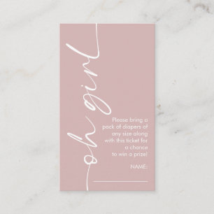 Oh Girl Dusty Rose Diaper Raffle Baby Dusche Begleitkarte